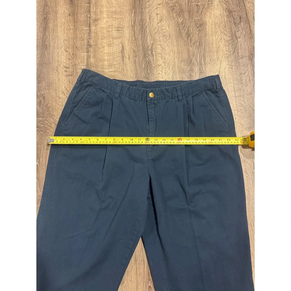 John Blair Mens Navy Blue Pleated Cotton Twill Denim Pants 40M B02163 041